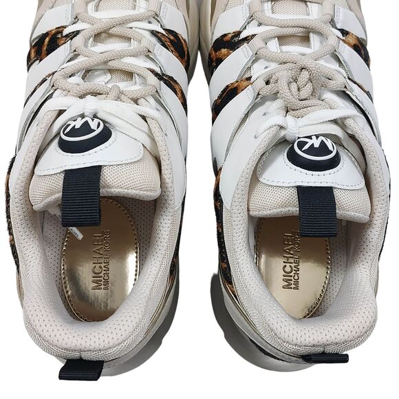 Michael Kors Sneakers Womens Sz 10 Ecru Hero Trainer Animal Print Small Air Mesh - Picture 7 of 16